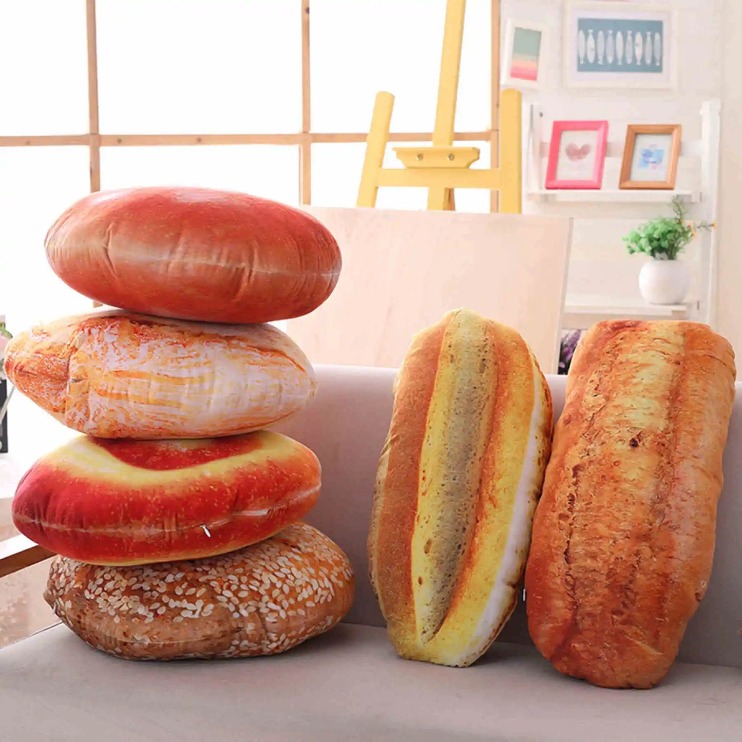 Brot Plüschkissen | Kreatives Lebensmittel Plüschtier | Lustiges Fastfood Nackenkissen | Heimdeko & Kinder Geschenk Kaufschwan®