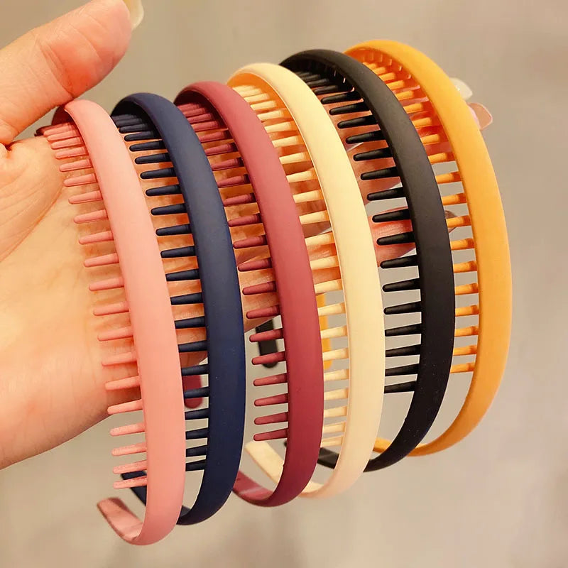Bunte Haarreifen mit mattem Finish & Zähnchen – Schlichte, rutschfeste Haarbänder für Damen | Outdoor Haaraccessoire Kaufschwan®
