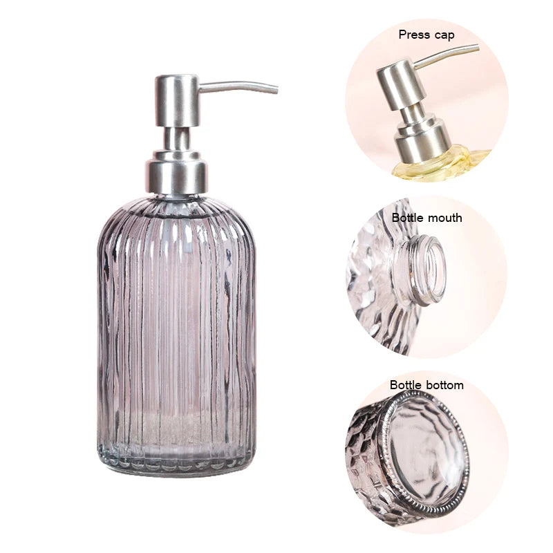 Transparenter Flüssigseifenspender – Verdickte Glasflasche mit Edelstahlpumpe, 500ml Badezimmer-Seifenspender Kaufschwan®