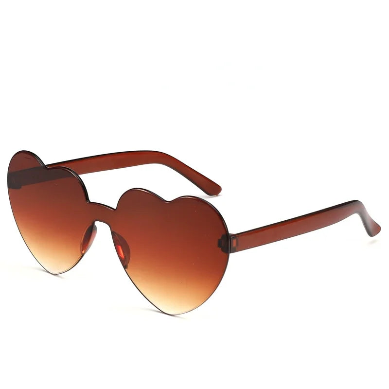 Randlose Herzförmige Polarisierte Sonnenbrille – Farbenfrohe Getönte Sonnenbrille mit UV400-Schutz und Polycarbonatgläsern für Damen und Mädchen Kaufschwan® Karamell