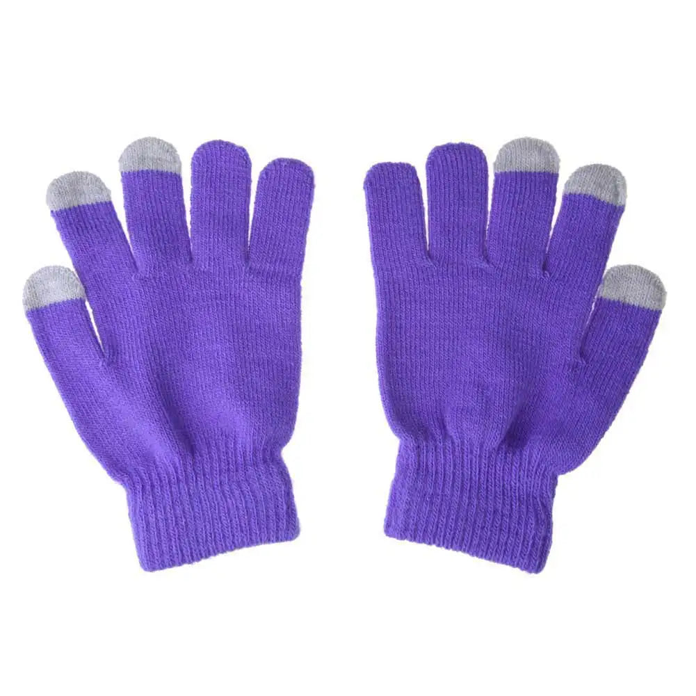 Unisex Winter Strickhandschuhe – Touchscreen-fähige Thermo-Handschuhe | Warme Wollmix Outdoor- & Autofahrer-Handschuhe Kaufschwan® Lila