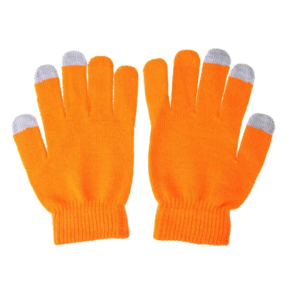Unisex Winter Strickhandschuhe – Touchscreen-fähige Thermo-Handschuhe | Warme Wollmix Outdoor- & Autofahrer-Handschuhe Kaufschwan® Orange