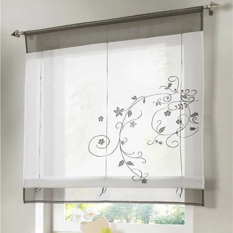 Floral Römischer Tüll Vorhang im Europäischen Stil für Küche Café Fenster Dekoration Kaufschwan®
