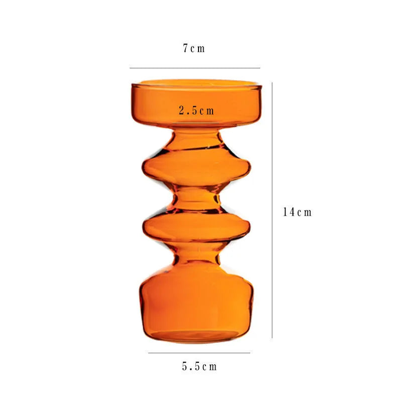 Glas Kerzenhalter für Teelicht – Europäischer Glas Kerzenständer im Kristallstil für Wohndekoration & Hochzeit Kaufschwan® Orange