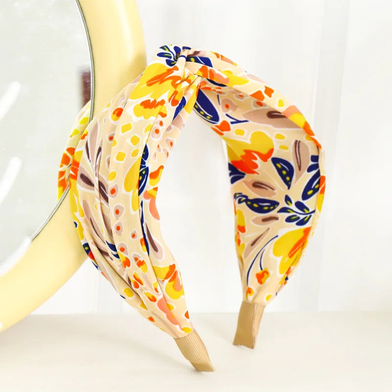 Breiter Haarreif mit Blumenprint & Knoten – Modischer Turban-Haarreifen für Damen & Mädchen Kaufschwan®