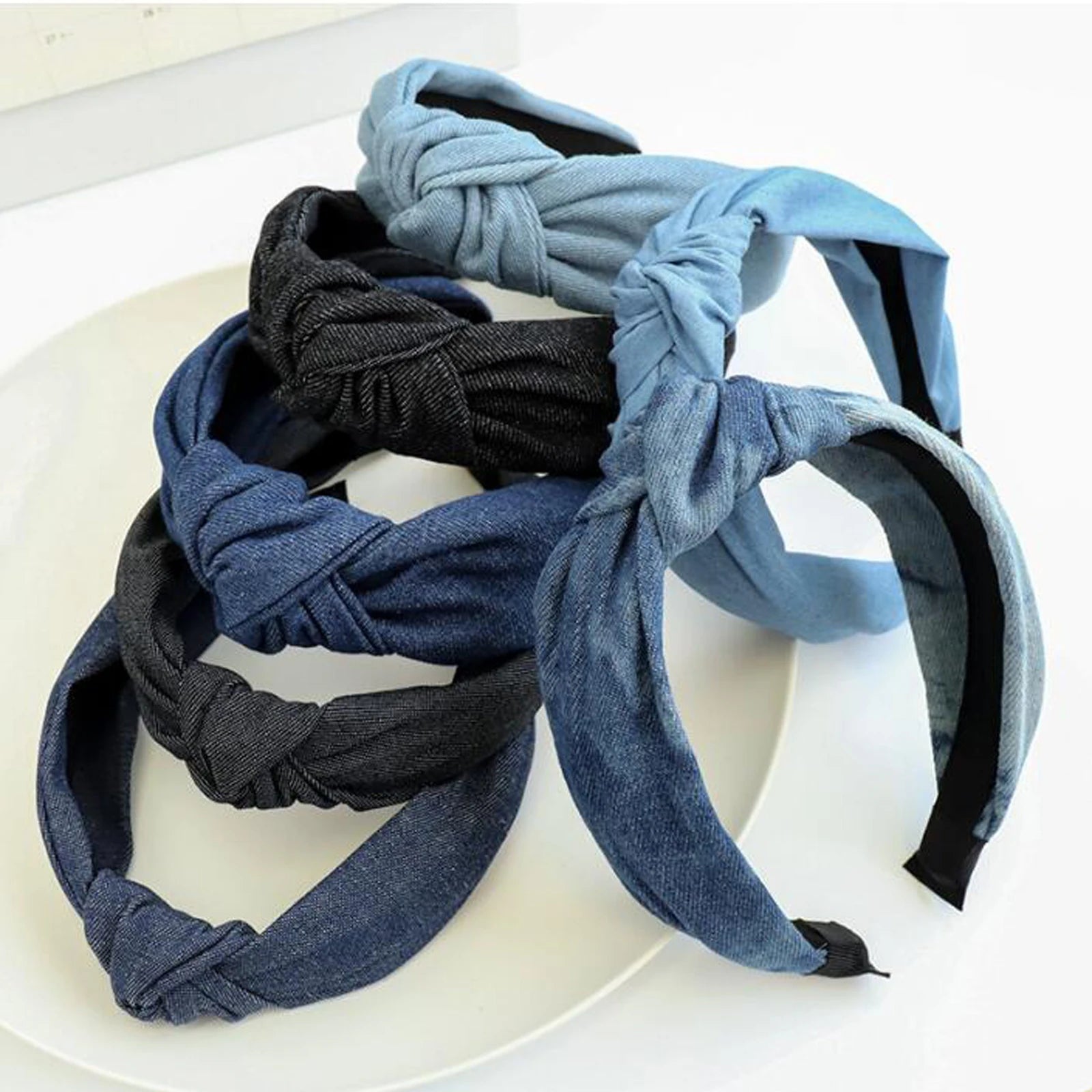 Jeans-Haarreif mit Knoten – Klassisches Turban-Haarband in Blau oder Schwarz für Damen | Lässiges Haaraccessoire Kaufschwan®