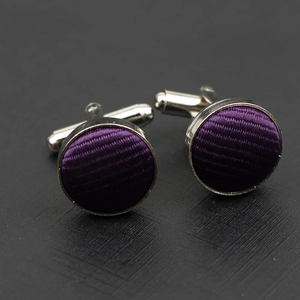 Klassische Herren Manschettenknöpfe mit Streifen- & Karomuster | Hochwertige Markenoptik – Elegante Ärmelknöpfe für Business & Hochzeit Kaufschwan® Violett