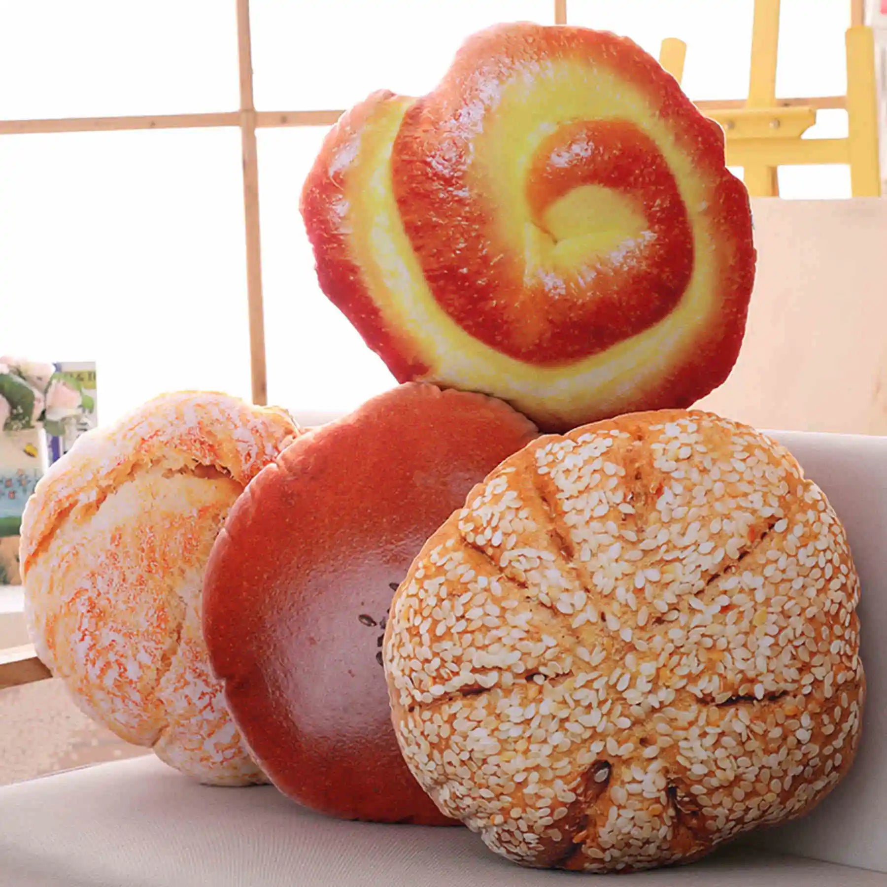 Brot Plüschkissen | Kreatives Lebensmittel Plüschtier | Lustiges Fastfood Nackenkissen | Heimdeko & Kinder Geschenk Kaufschwan®