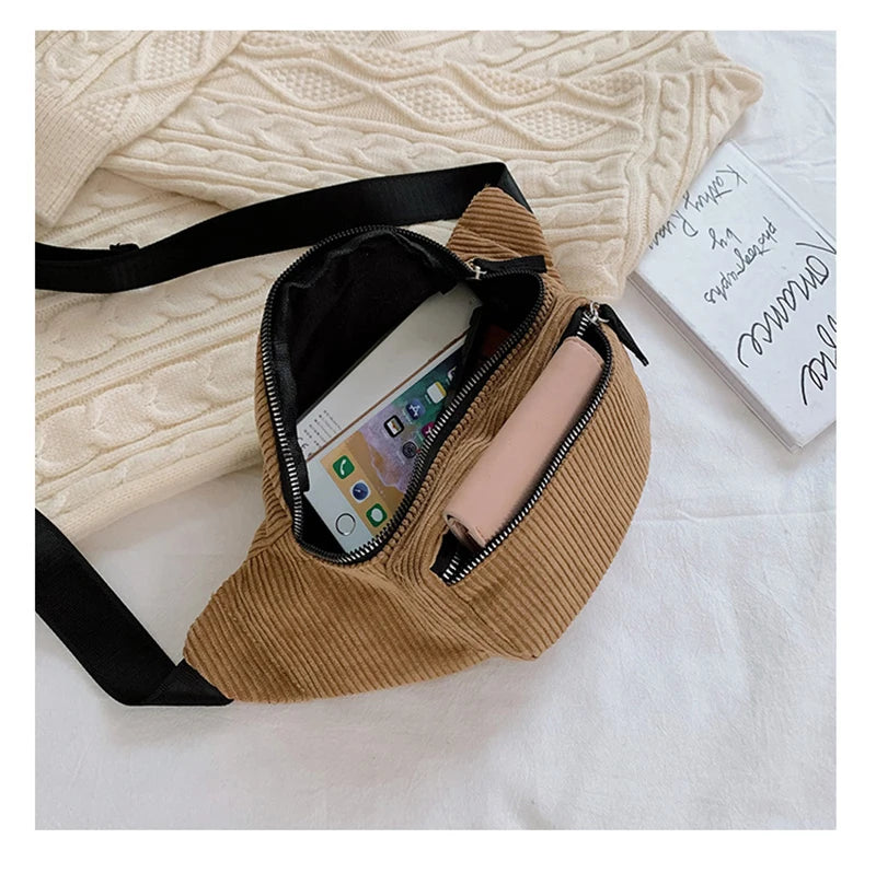 Cord Gürteltasche – Damen Designer Brusttasche | Modische Reise Hüfttasche & Sport Handy Waist Pack Kaufschwan®