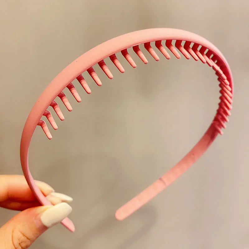 Bunte Haarreifen mit mattem Finish & Zähnchen – Schlichte, rutschfeste Haarbänder für Damen | Outdoor Haaraccessoire Kaufschwan® Rosa
