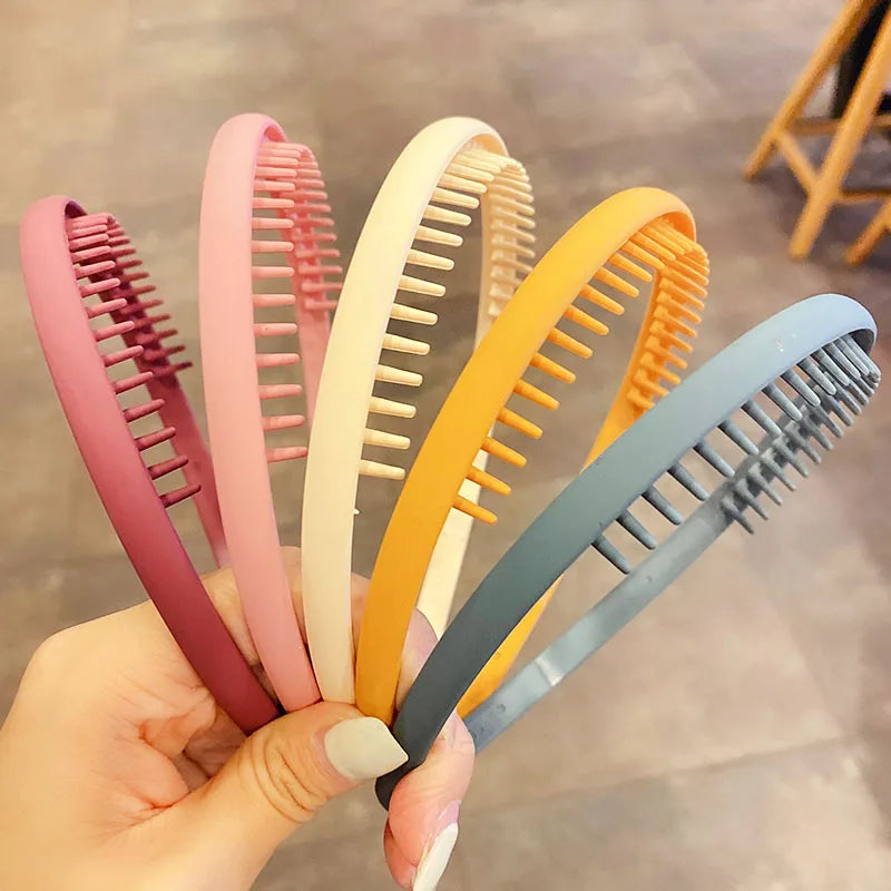 Bunte Haarreifen mit mattem Finish & Zähnchen – Schlichte, rutschfeste Haarbänder für Damen | Outdoor Haaraccessoire Kaufschwan®