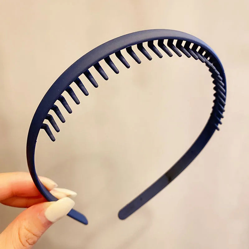 Bunte Haarreifen mit mattem Finish & Zähnchen – Schlichte, rutschfeste Haarbänder für Damen | Outdoor Haaraccessoire Kaufschwan® Marineblau
