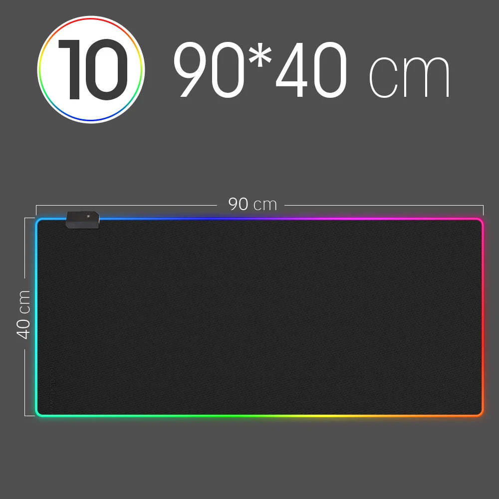 RGB LED Mauspad – Wasserdichte Mehrgrößen Gaming Schreibtischmatte mit Beleuchtung für Tastatur und Computer Kaufschwan® LED 90 x 40 cm