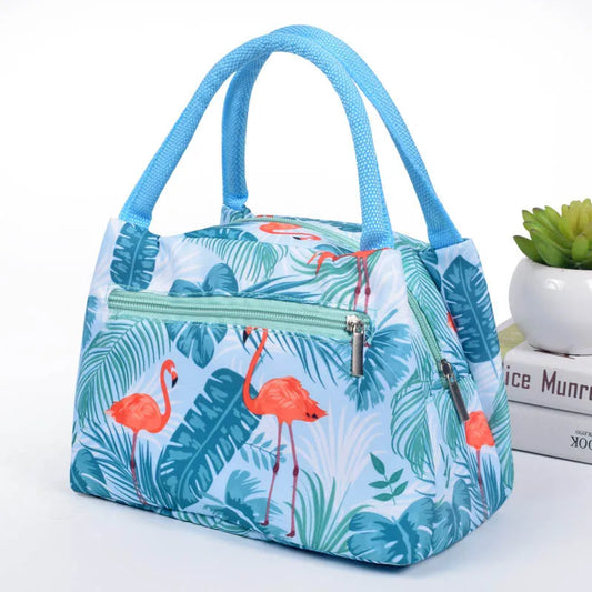 Flamingo Picknick Lunch Tasche – Tragbare Isolierte Kühltasche für Damen | Wasserdichte Thermo Lunchbox mit Reißverschluss für Strand, Schule & Reisen Kaufschwan®
