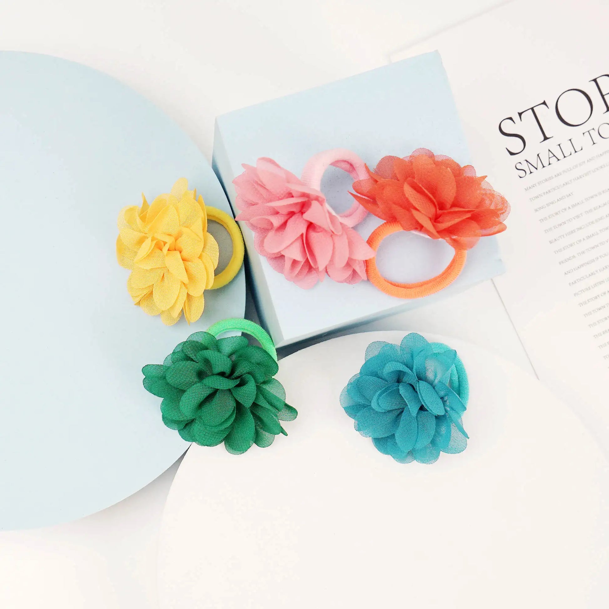 Blumen Haargummis Chiffon Elastikband | Weiche Pferdeschwanzhalter für Babys, Kleinkinder & Kinder Haar-Accessoires Kaufschwan®