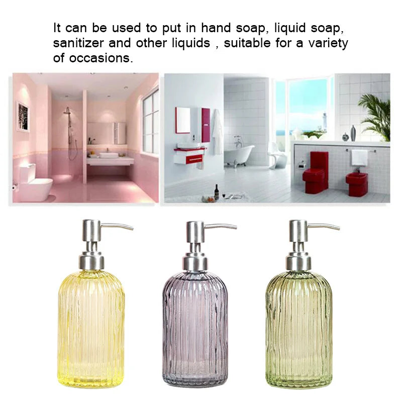 Transparenter Flüssigseifenspender – Verdickte Glasflasche mit Edelstahlpumpe, 500ml Badezimmer-Seifenspender Kaufschwan®