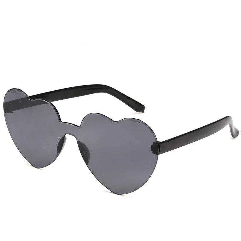 Randlose Herzförmige Polarisierte Sonnenbrille – Farbenfrohe Getönte Sonnenbrille mit UV400-Schutz und Polycarbonatgläsern für Damen und Mädchen Kaufschwan® Schwarz