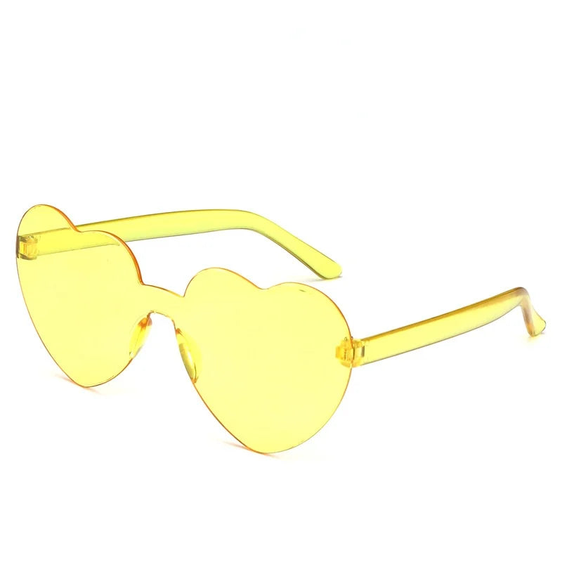 Randlose Herzförmige Polarisierte Sonnenbrille – Farbenfrohe Getönte Sonnenbrille mit UV400-Schutz und Polycarbonatgläsern für Damen und Mädchen Kaufschwan® Gelb
