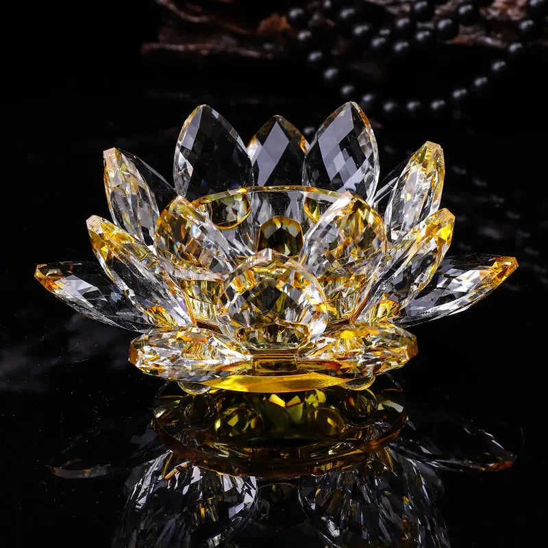 Handgefertigte Kristall Lotus Kerzenhalter – Glas Teelichthalter für Buddhistische Ausstattung & Wohndekoration Kaufschwan®