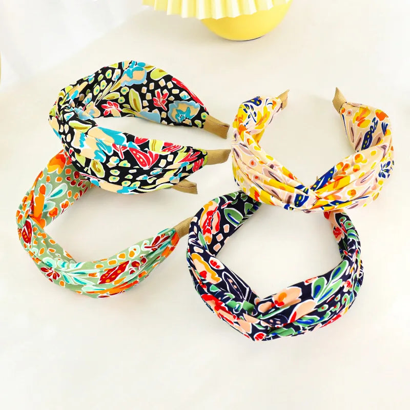Breiter Haarreif mit Blumenprint & Knoten – Modischer Turban-Haarreifen für Damen & Mädchen Kaufschwan®