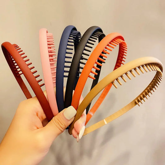 Bunte Haarreifen mit mattem Finish & Zähnchen – Schlichte, rutschfeste Haarbänder für Damen | Outdoor Haaraccessoire Kaufschwan®