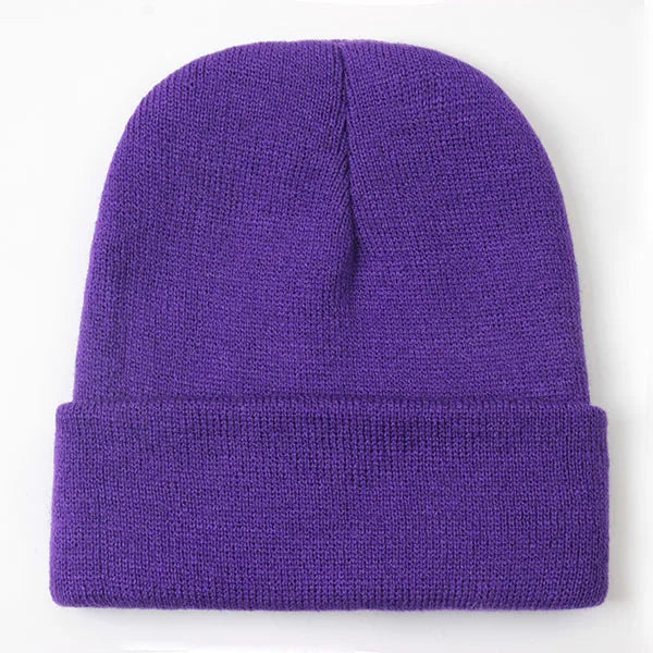 Unisex Strickmütze – Warme Wollmischung Beanie für Damen & Herren | Herbst Winter Skull Cap in 24 Farben Kaufschwan® Dunkelviolett