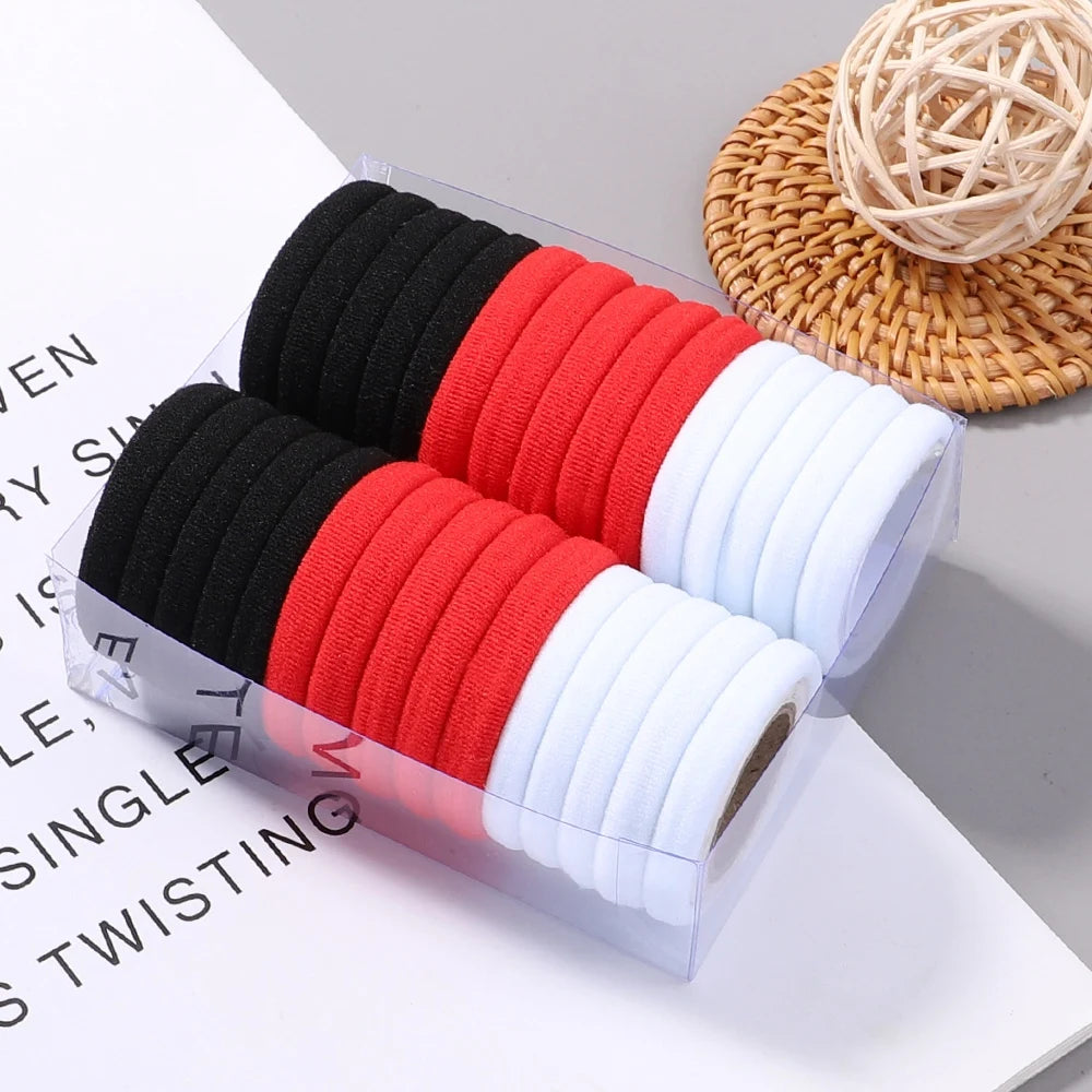 30 Stück Elastische Haargummis Damen & Mädchen | Bunte Nylon-Haargummis & Scrunchies | Zopfgummis Haaraccessoires Kinder Kaufschwan®
