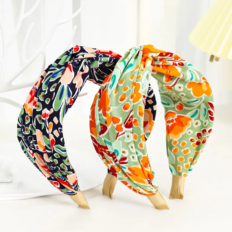 Breiter Haarreif mit Blumenprint & Knoten – Modischer Turban-Haarreifen für Damen & Mädchen Kaufschwan®