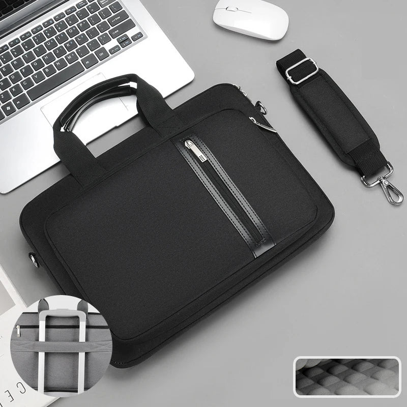 Stoßfeste Laptop Schultertasche & Aktentasche – Tragbare Schutzhülle als Handtasche für MacBook, Redmi, Lenovo & Laptops Kaufschwan® Schwarz 13 Zoll