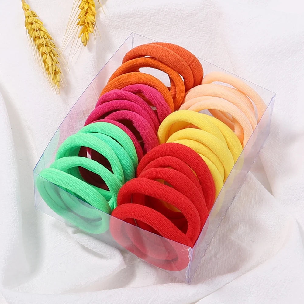 30 Stück Elastische Haargummis Damen & Mädchen | Bunte Nylon-Haargummis & Scrunchies | Zopfgummis Haaraccessoires Kinder Kaufschwan®