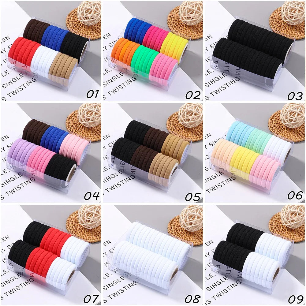 30 Stück Elastische Haargummis Damen & Mädchen | Bunte Nylon-Haargummis & Scrunchies | Zopfgummis Haaraccessoires Kinder Kaufschwan®