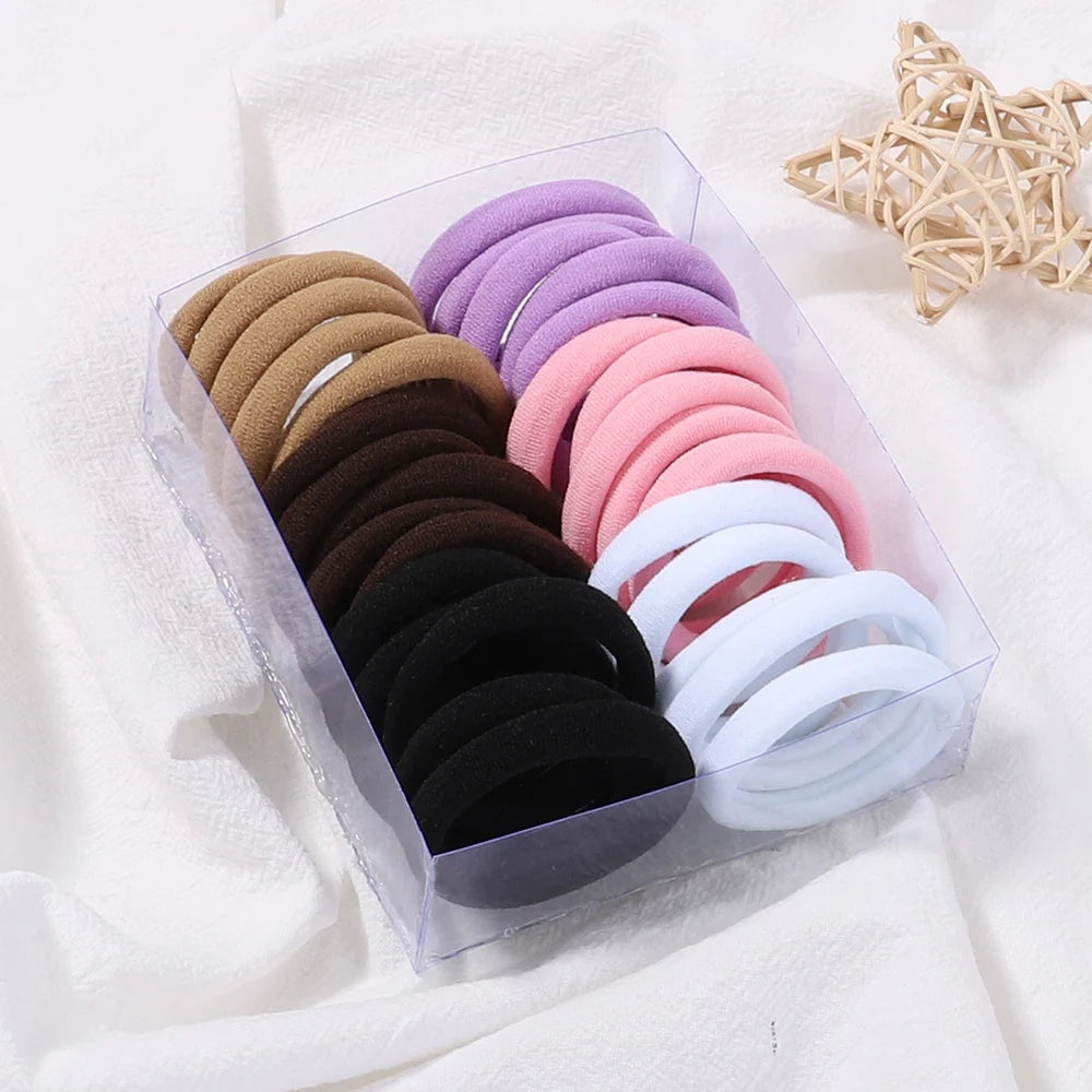 30 Stück Elastische Haargummis Damen & Mädchen | Bunte Nylon-Haargummis & Scrunchies | Zopfgummis Haaraccessoires Kinder Kaufschwan®
