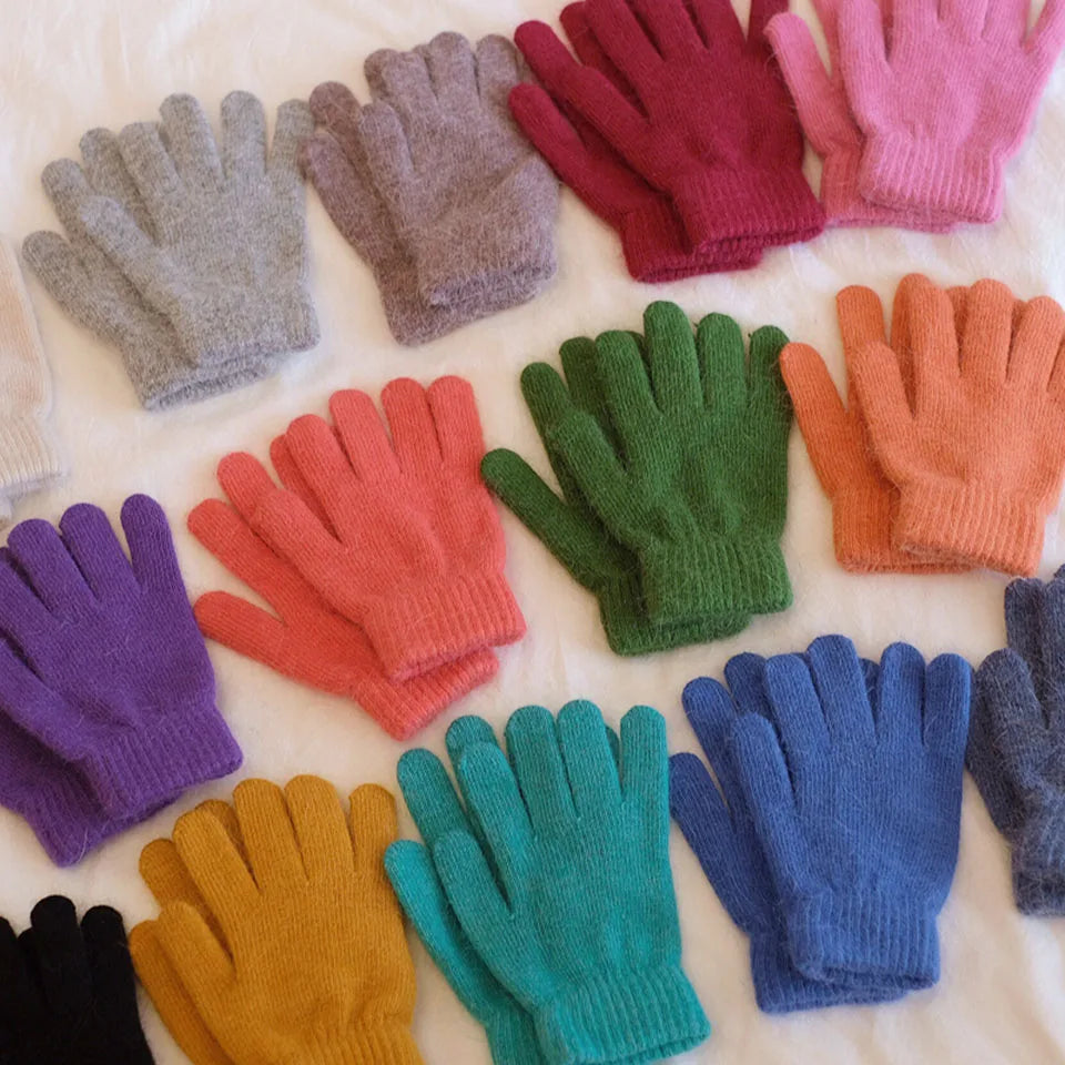 Bunte Strickhandschuhe – Damen Winter Fäustlinge mit Fell | Flauschige Warme Handschuhe für Frauen & Mädchen Kaufschwan®