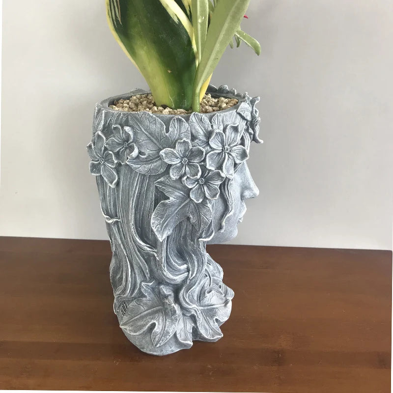Retro Göttin Resin Blumentopf – Charakter Porträt Statue Kunst Sukkulenten Pflanztopf | Dekorativer Pflanzbehälter Kaufschwan®