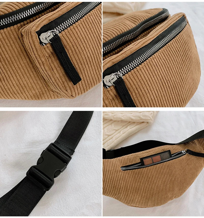 Cord Gürteltasche – Damen Designer Brusttasche | Modische Reise Hüfttasche & Sport Handy Waist Pack Kaufschwan®
