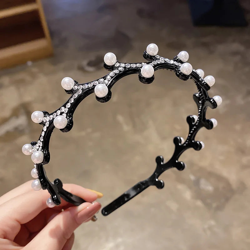 Eleganter Haarreif mit Perlen & Strass – Elastisches, rutschfestes Stirnband mit Blumen für Damen & Mädchen