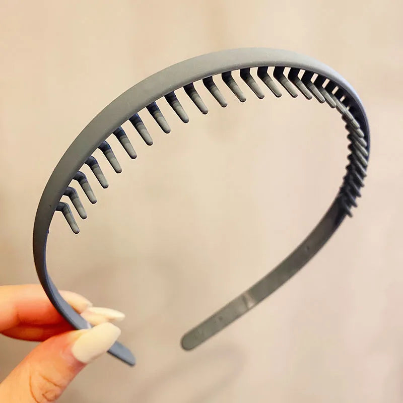 Bunte Haarreifen mit mattem Finish & Zähnchen – Schlichte, rutschfeste Haarbänder für Damen | Outdoor Haaraccessoire Kaufschwan® Grau