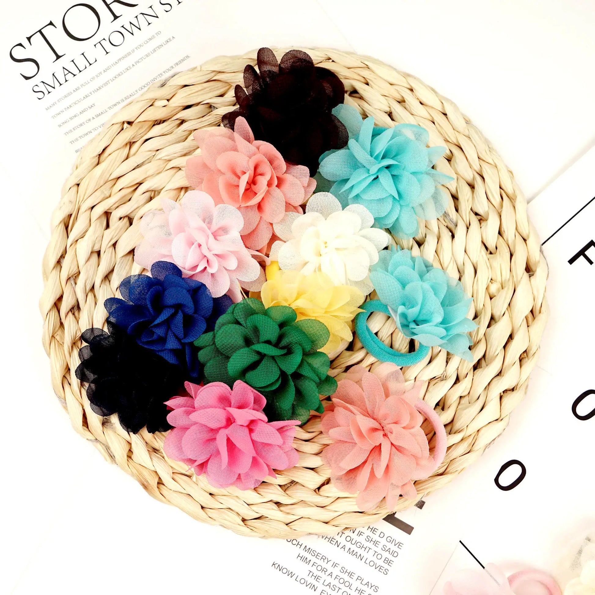Blumen Haargummis Chiffon Elastikband | Weiche Pferdeschwanzhalter für Babys, Kleinkinder & Kinder Haar-Accessoires Kaufschwan®