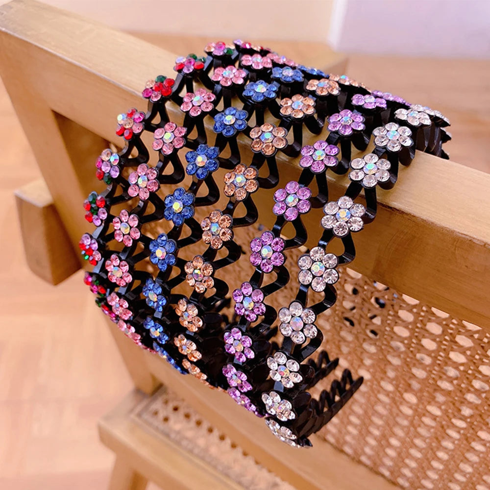 Eleganter Haarreif mit Perlen & Strass – Elastisches, rutschfestes Stirnband mit Blumen für Damen & Mädchen Kaufschwan®