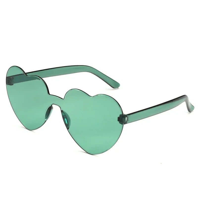 Randlose Herzförmige Polarisierte Sonnenbrille – Farbenfrohe Getönte Sonnenbrille mit UV400-Schutz und Polycarbonatgläsern für Damen und Mädchen Kaufschwan® Grün