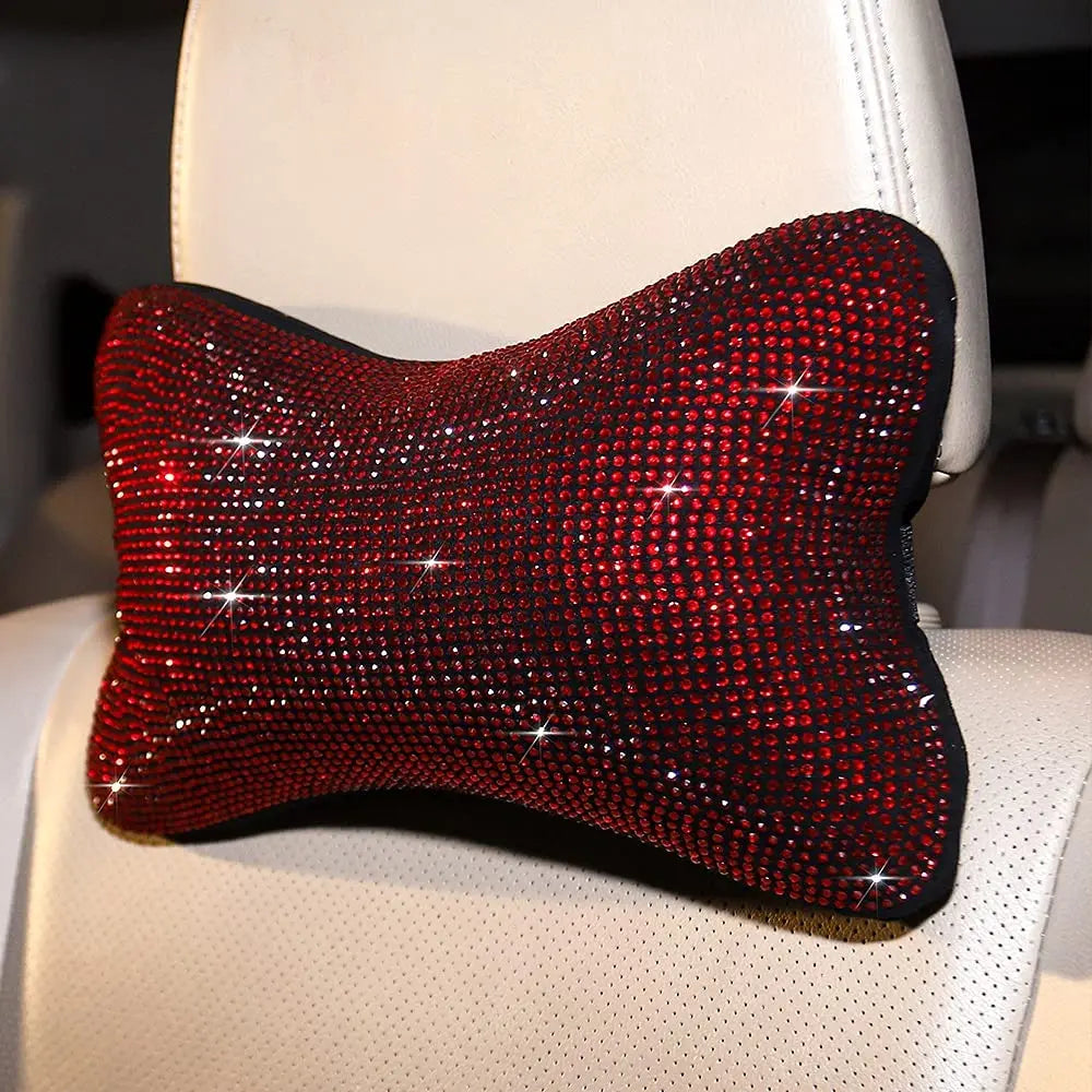 Funkelndes Strass-Auto-Nackenkissen-Set – Regenbogenfarbene Kopfstützenkissen für Fahrer- & Beifahrersitz Kaufschwan®