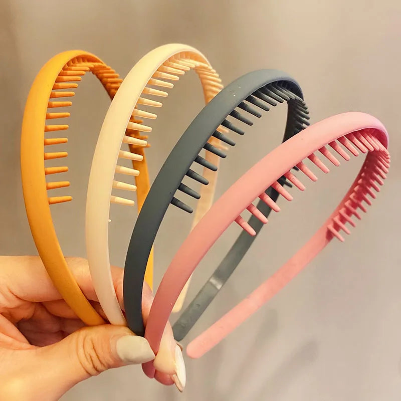 Bunte Haarreifen mit mattem Finish & Zähnchen – Schlichte, rutschfeste Haarbänder für Damen | Outdoor Haaraccessoire Kaufschwan®