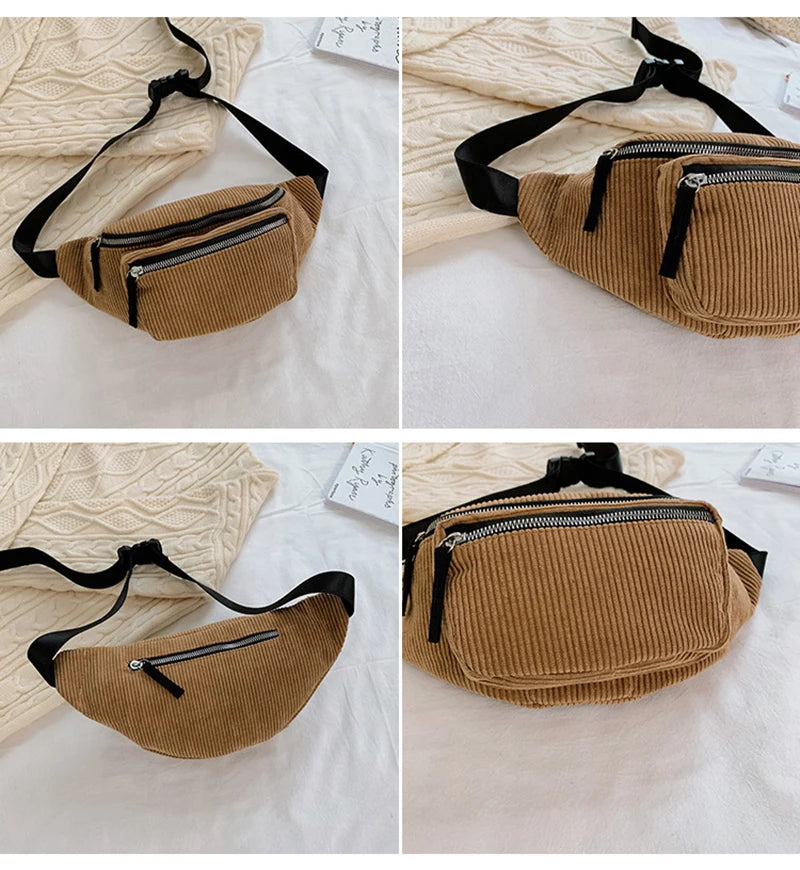 Cord Gürteltasche – Damen Designer Brusttasche | Modische Reise Hüfttasche & Sport Handy Waist Pack Kaufschwan®
