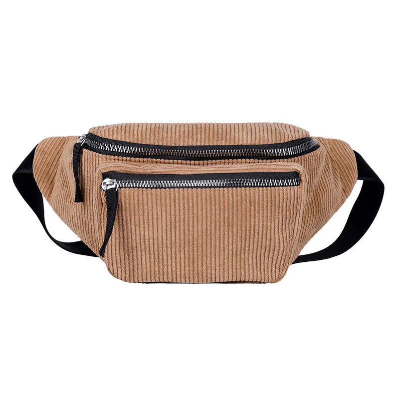 Cord Gürteltasche – Damen Designer Brusttasche | Modische Reise Hüfttasche & Sport Handy Waist Pack Kaufschwan® Braun