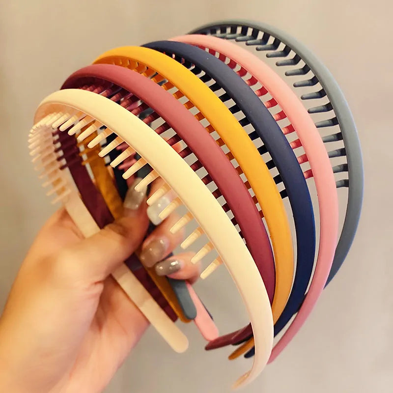 Bunte Haarreifen mit mattem Finish & Zähnchen – Schlichte, rutschfeste Haarbänder für Damen | Outdoor Haaraccessoire Kaufschwan®