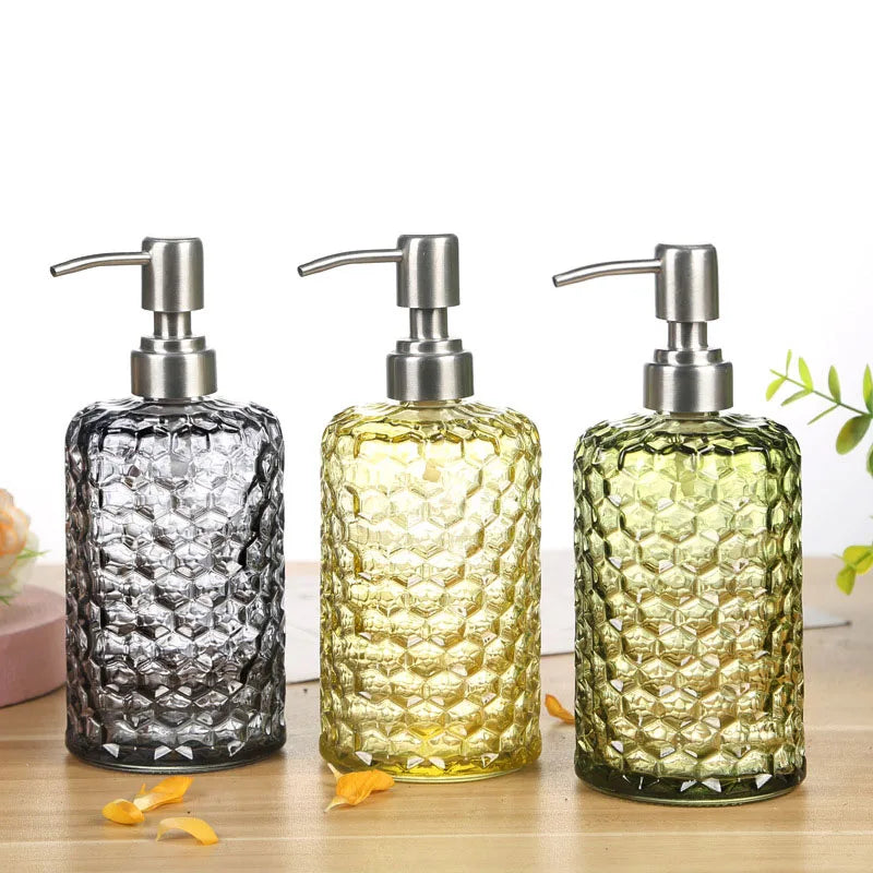 Transparenter Flüssigseifenspender – Verdickte Glasflasche mit Edelstahlpumpe, 500ml Badezimmer-Seifenspender Kaufschwan®
