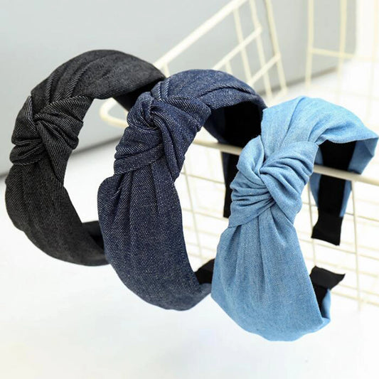 Jeans-Haarreif mit Knoten – Klassisches Turban-Haarband in Blau oder Schwarz für Damen | Lässiges Haaraccessoire Kaufschwan®