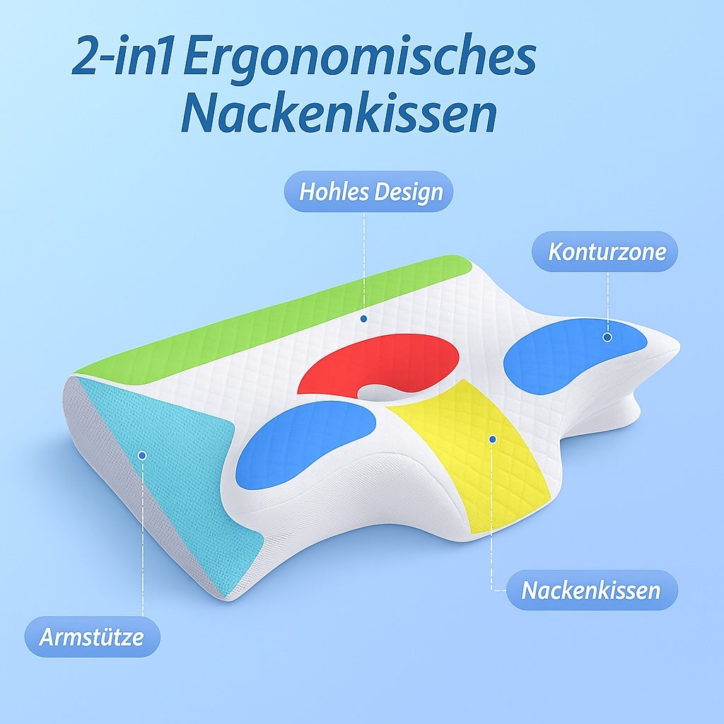 Memory Foam Nackenstützkissen – 2-in-1 Ergonomisches Orthopädisches Kissen mit Kontur für Nackenschmerzen Kaufschwan®