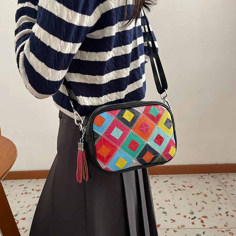 Kleine Bunte Ledertasche – Luxus Damen Handtasche, Crossbody & Schultertasche in Hochwertiger Verarbeitung