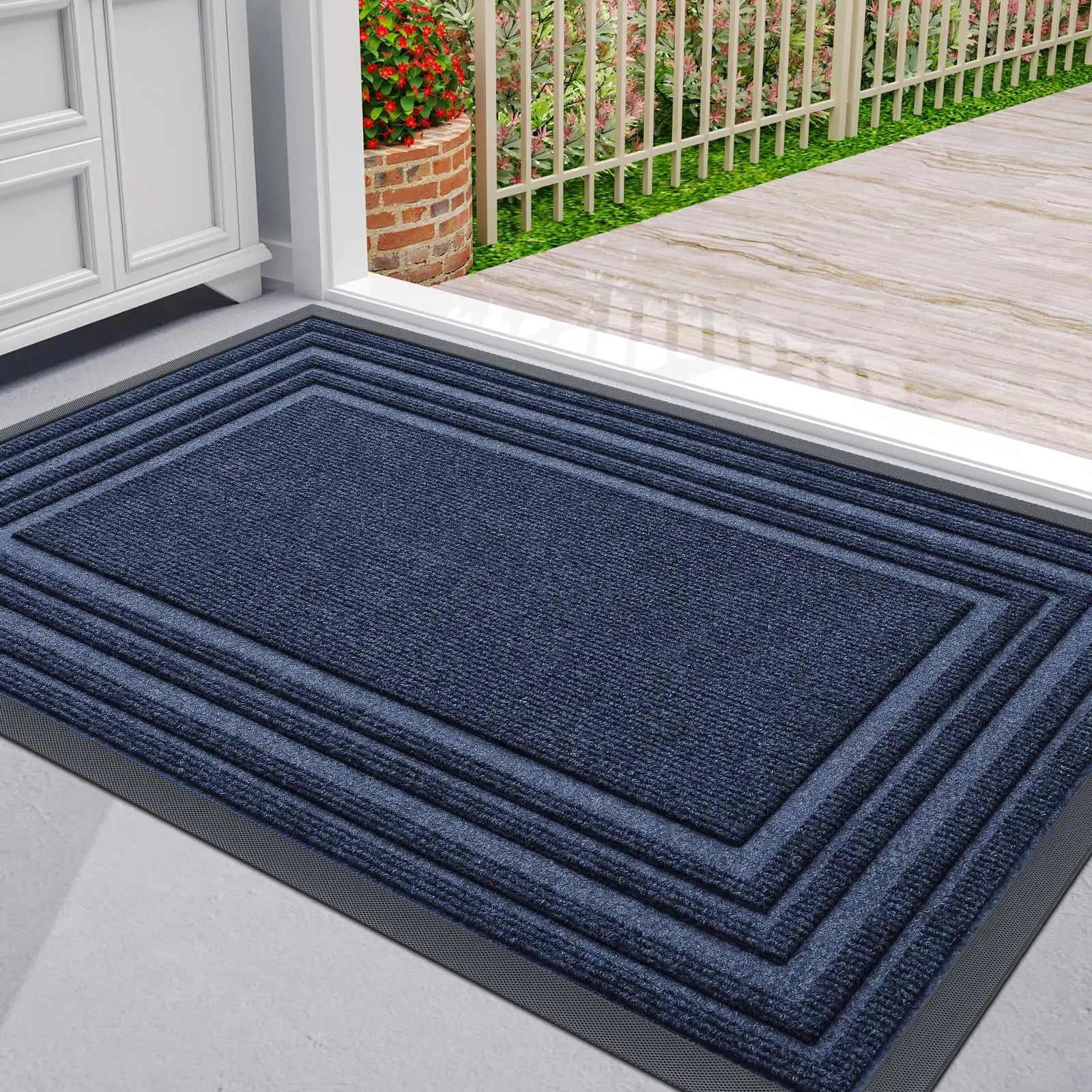 Gummi-Fußmatte – Rutschfest, Flach, Strapazierfähig für Außen- und Innenbereich Kaufschwan® Marineblau 61x91.5cm